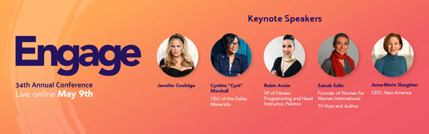 Engage conference theme lock-up with keynote speakers and their titles